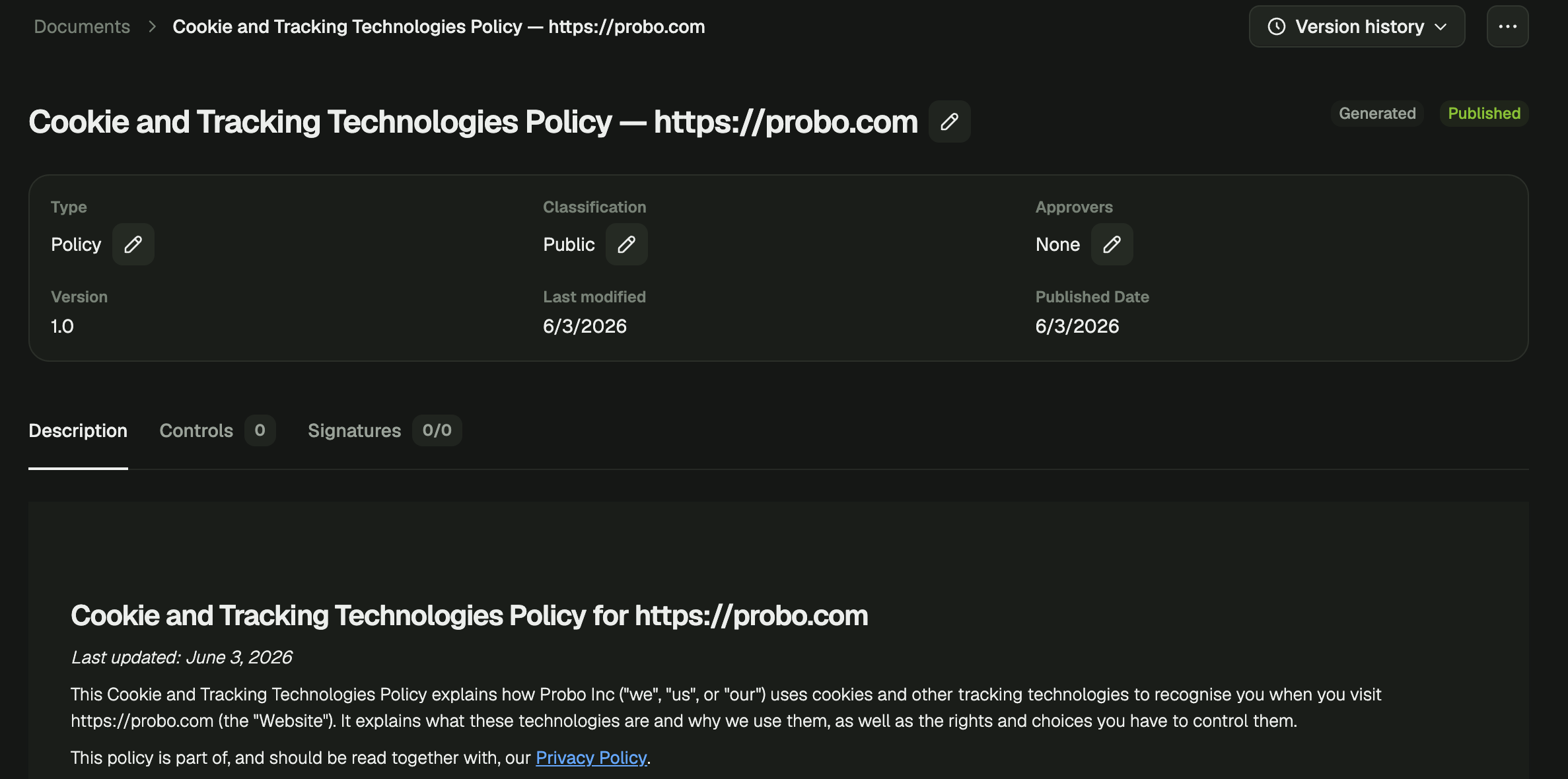 Automatic Tracker Policy