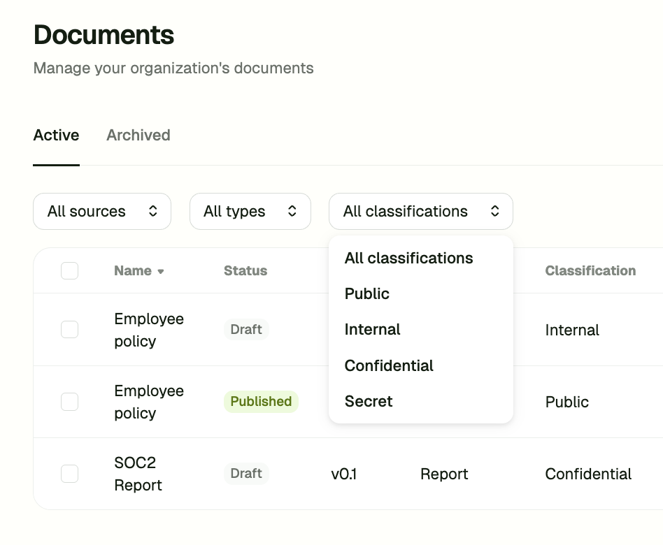 Document Classification Filter