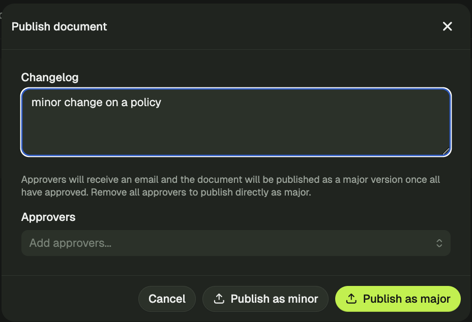 Major.Minor Document Versioning
