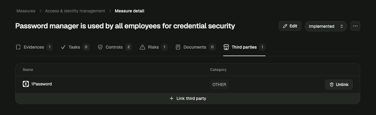 Link Measures to Third Parties